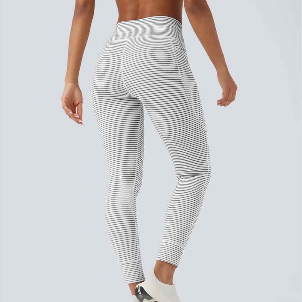 HALARA Black and White Striped Track Pants